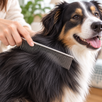 Dog being combed with the Pet Grooming Set comb