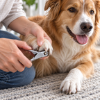 Dog having its nails trimmed with the Pet Grooming Set nail clipper