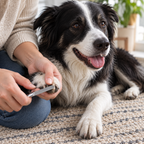 Dog having its nails trimmed with the Pet Grooming Set nail file